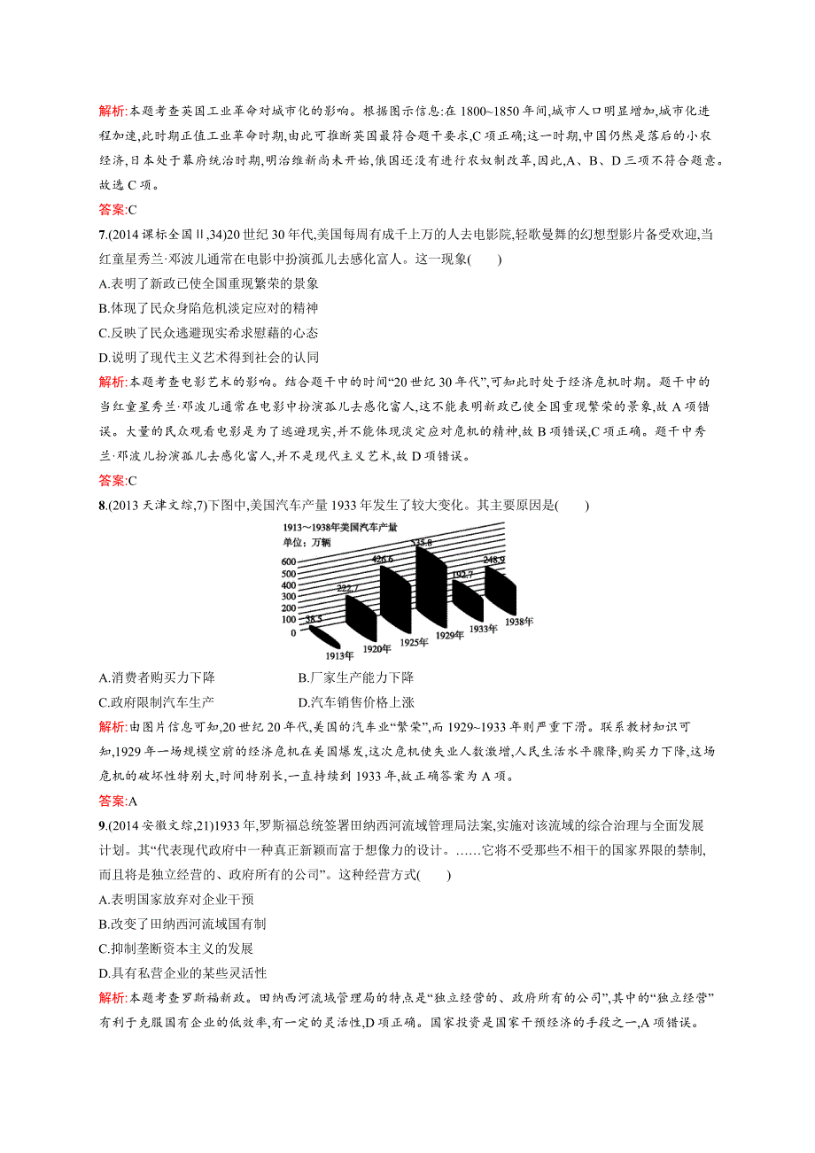 2015-2016学年高一历史人民版必修2单元测评：专题五、六 走向世界的资本主义市场 罗斯福新政与当代资本主义 测评 WORD版含解析.docx_第3页