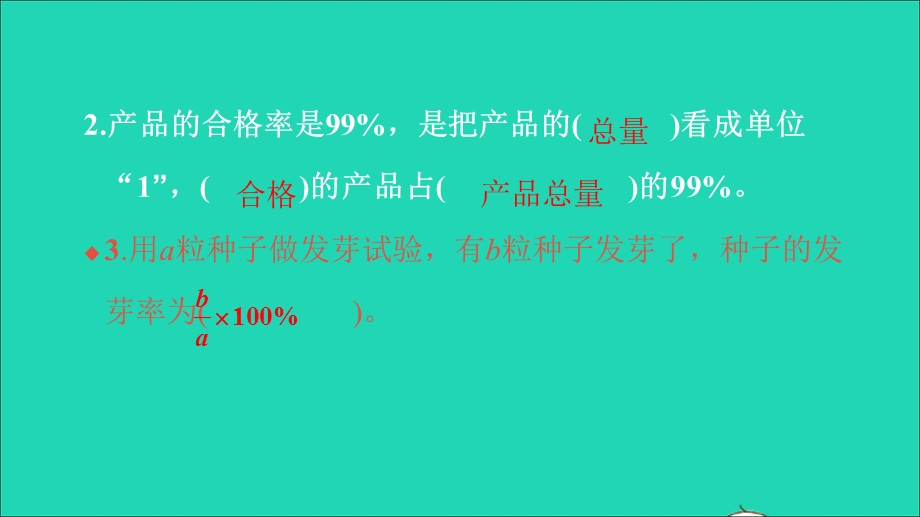 2021六年级数学上册 第六单元 百分数(一)第2课时 小数、分数化成百分数习题课件 新人教版.ppt_第3页