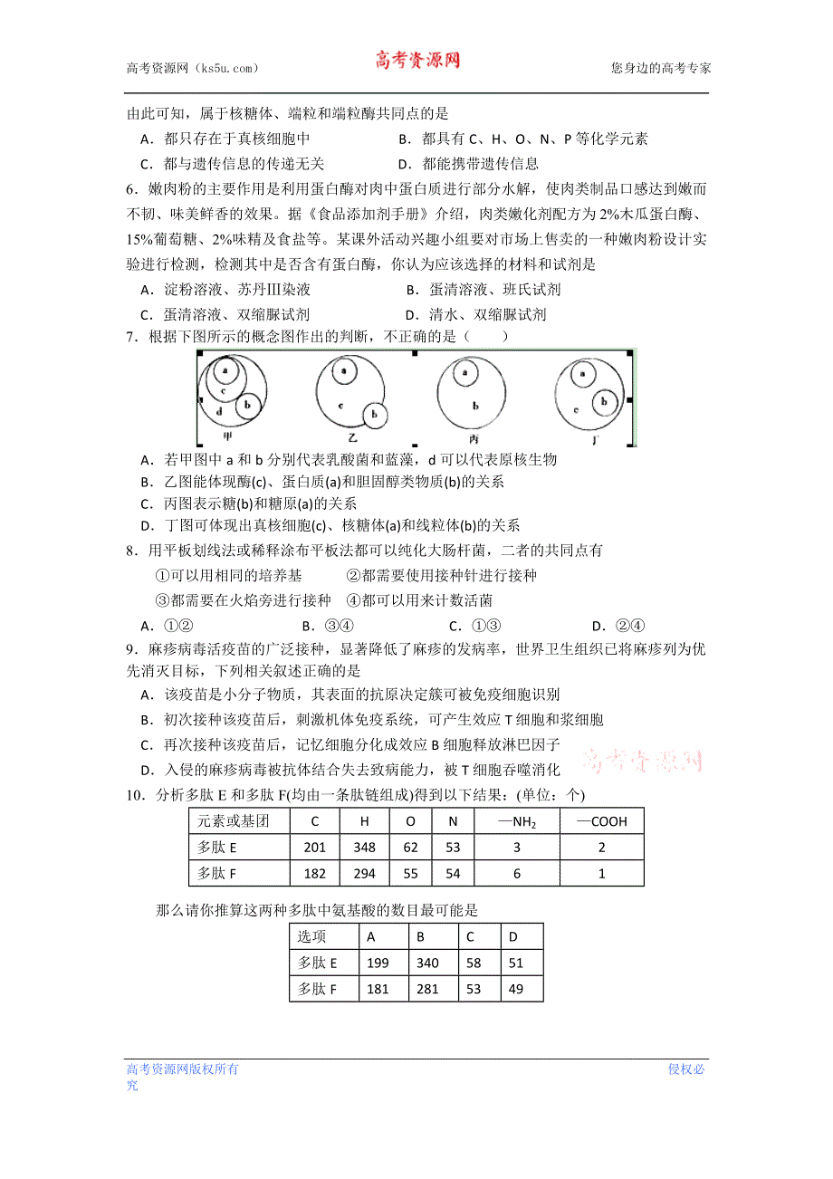 上海市八校2013届高三下学期联合调研考试生物试题 WORD版含答案.doc_第2页