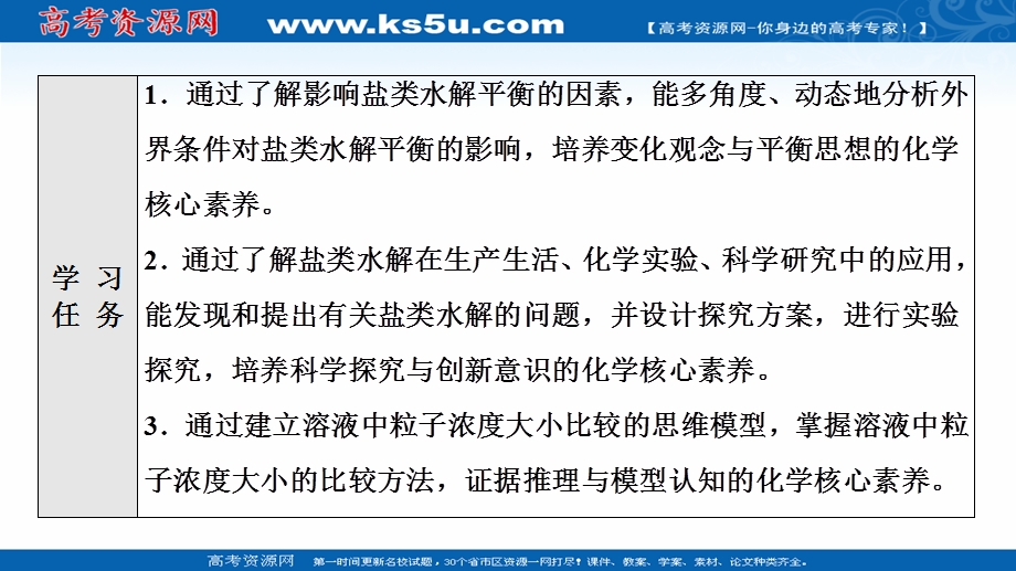 2021-2022学年新教材苏教化学选择性必修1课件：专题3 第3单元 基础课时20　影响盐类水解的因素、盐类水解的应用 .ppt_第2页