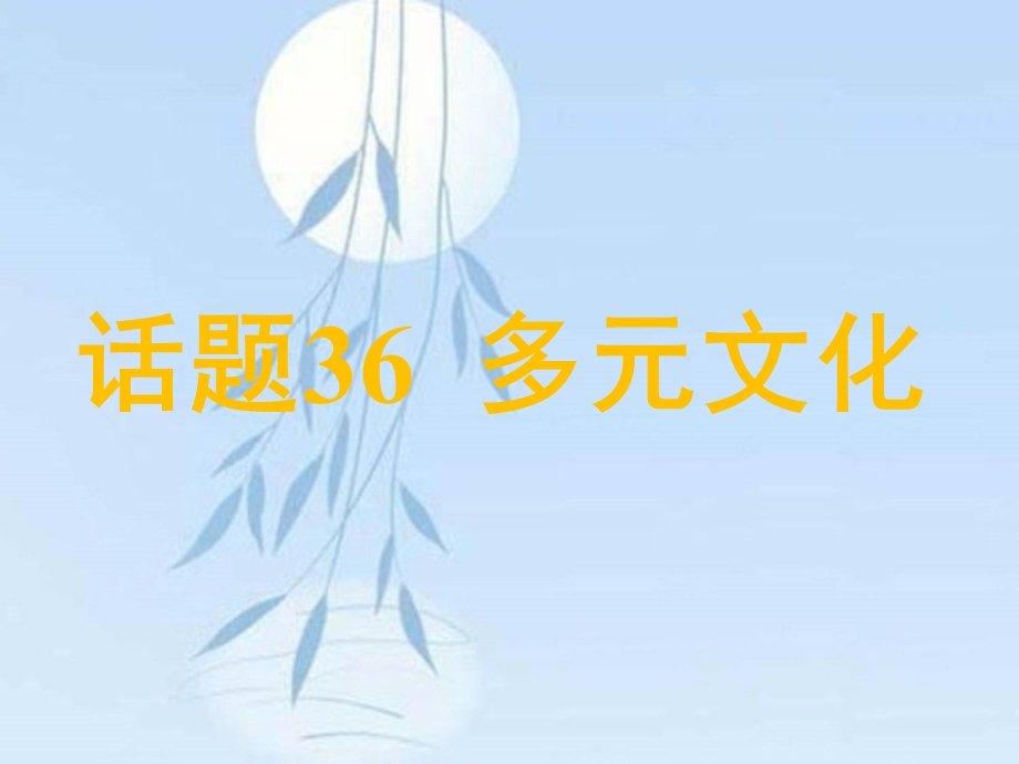 2019-2020学年人教版高中英语专题话题复习精华课件：选修6 话题36多元文化.ppt_第1页