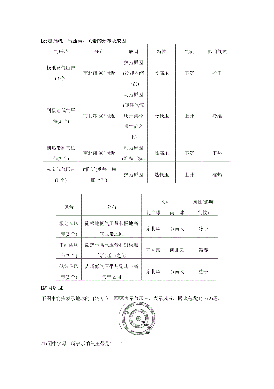 2015-2016学年高一地理人教版必修一同步学案：第二章 第二节 课时1 气压带和风带的形成 WORD版含解析.docx_第3页