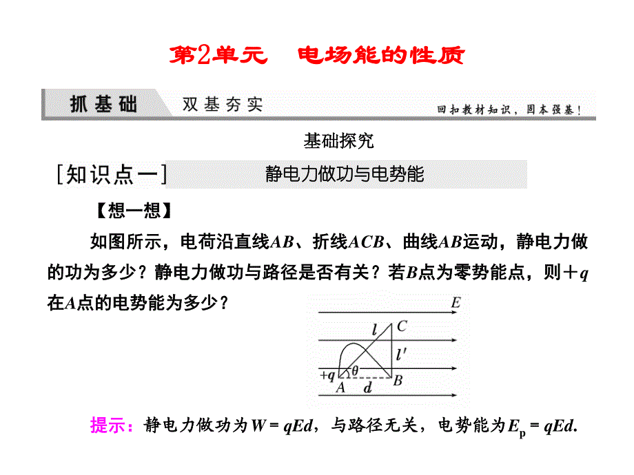 2016届高三物理一轮复习课件：7-2电场能的性质 .ppt_第1页