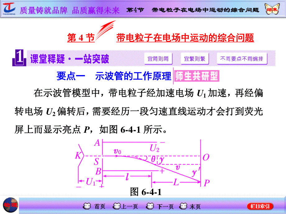 2016届高三物理一轮复习课件：第6章 第4节 带电粒子在电场中运动的综合问题 .ppt_第1页