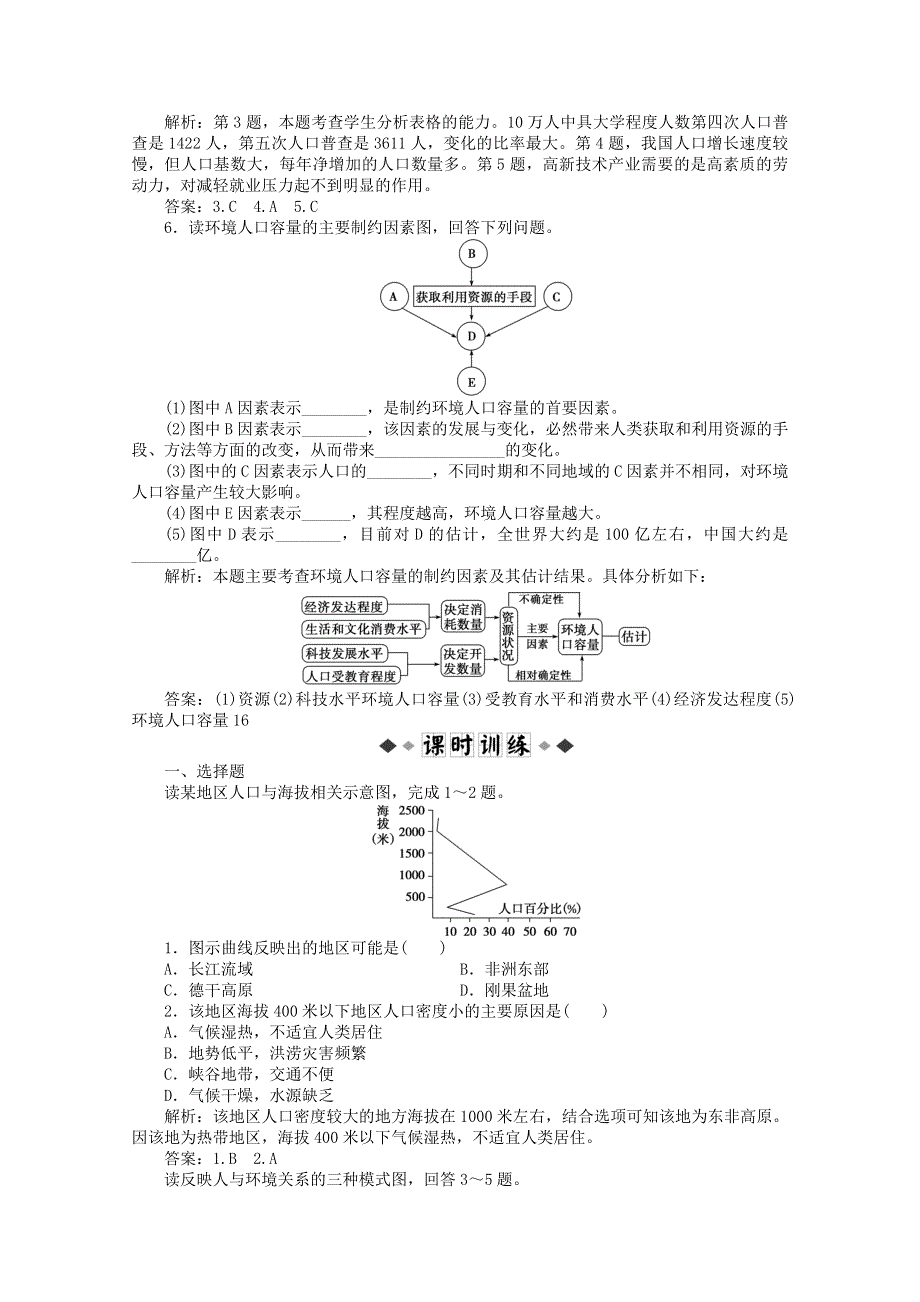 11-12学年高一地理：1.3 人口分布与人口合理容量 同步练习（鲁教版必修2）.doc_第2页