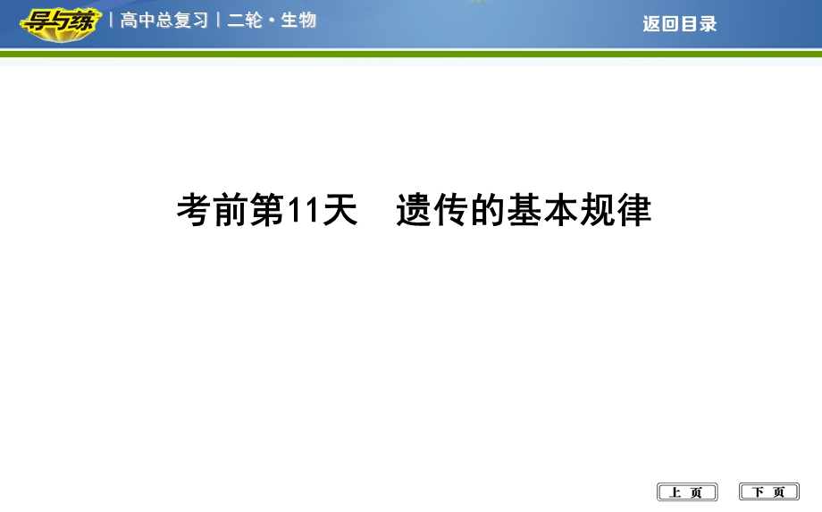 2018届高考生物二轮复习专题课件：考前第11天　遗传的基本规律 .ppt_第1页