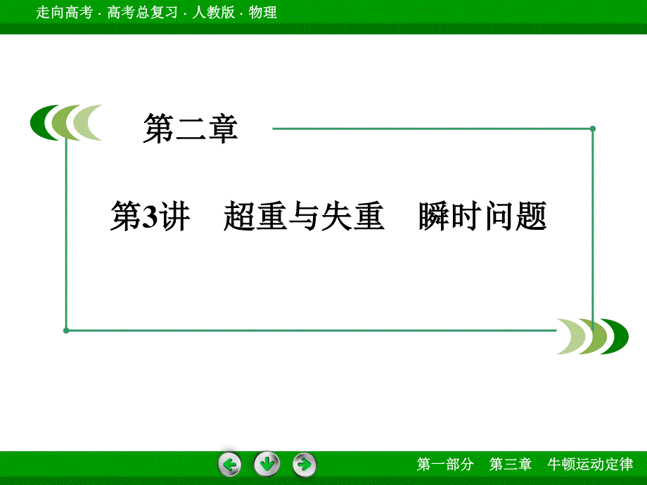 2016届高三物理人教版一轮复习课件：第3章 第3讲超重与失重　瞬时问题.ppt_第3页