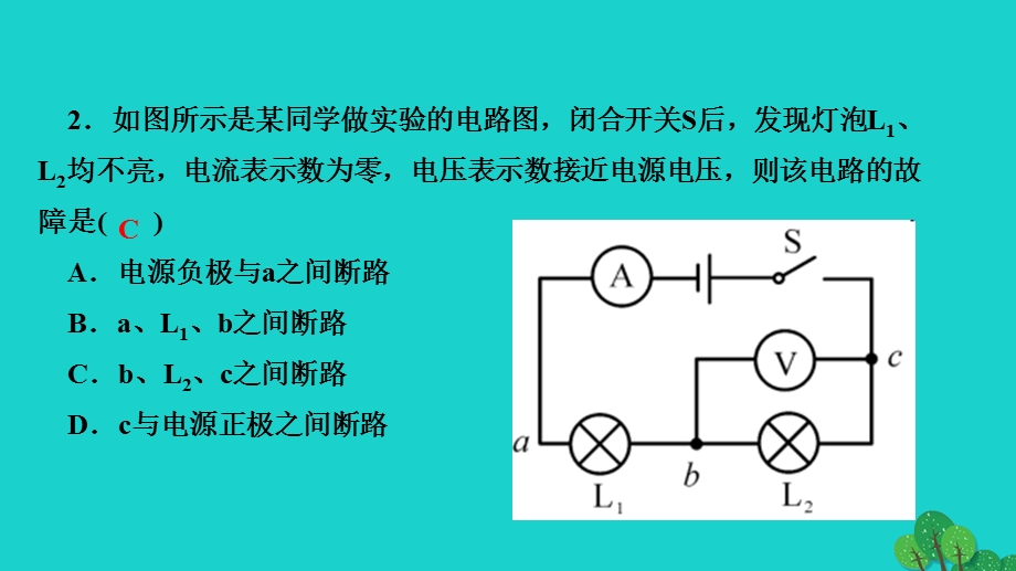 2022九年级物理全册 第十六章 电压 电阻专题训练七 电路故障分析作业课件（新版）新人教版.ppt_第3页