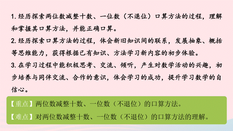 一年级数学下册 第4单元 100以内的加法和减法（一）第6课时 两位数减整十数、一位数（不退位）课件 苏教版.pptx_第2页