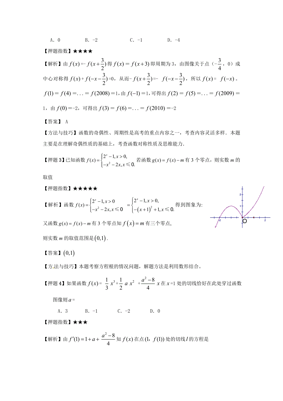 [原创]2011高考抢分必备数学专题一 函数与导数.doc_第2页