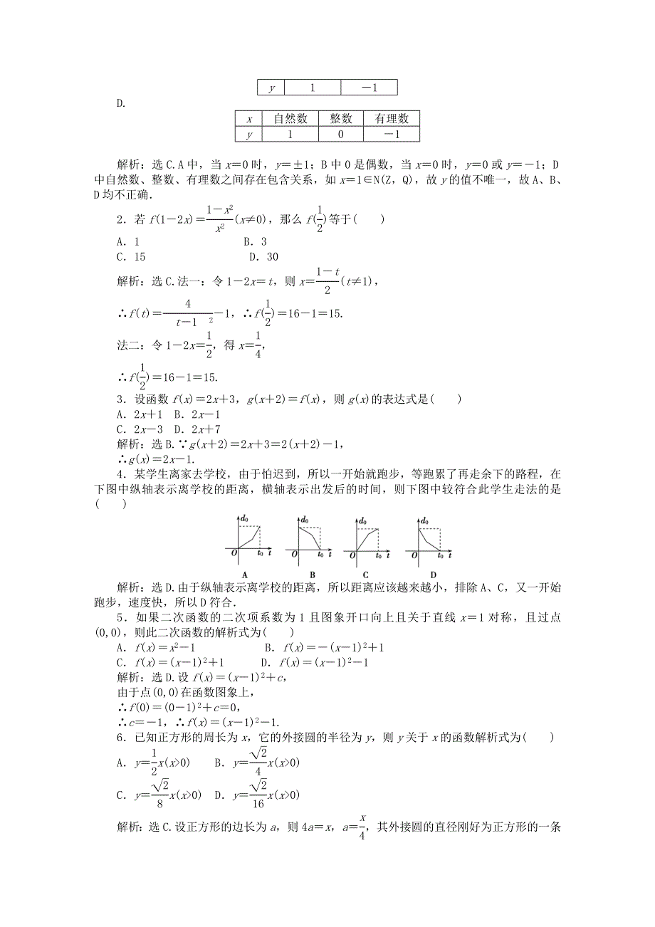 11-12学年高一数学：1.2.2 函数的表示法 第一课时 优化训练（人教A版必修1）.doc_第2页