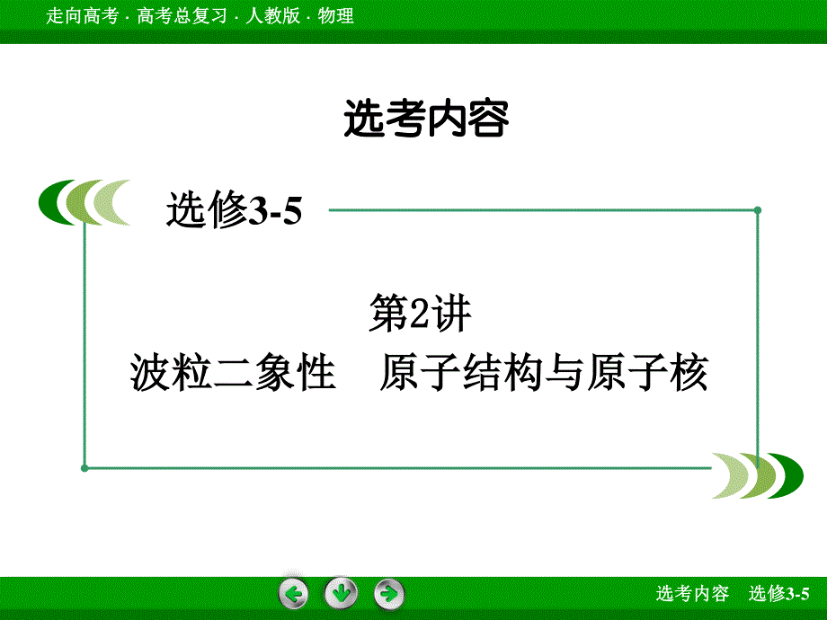 2016届高三物理人教版一轮复习课件：选修3-5 第2讲波粒二象性　原子结构与原子核.ppt_第2页