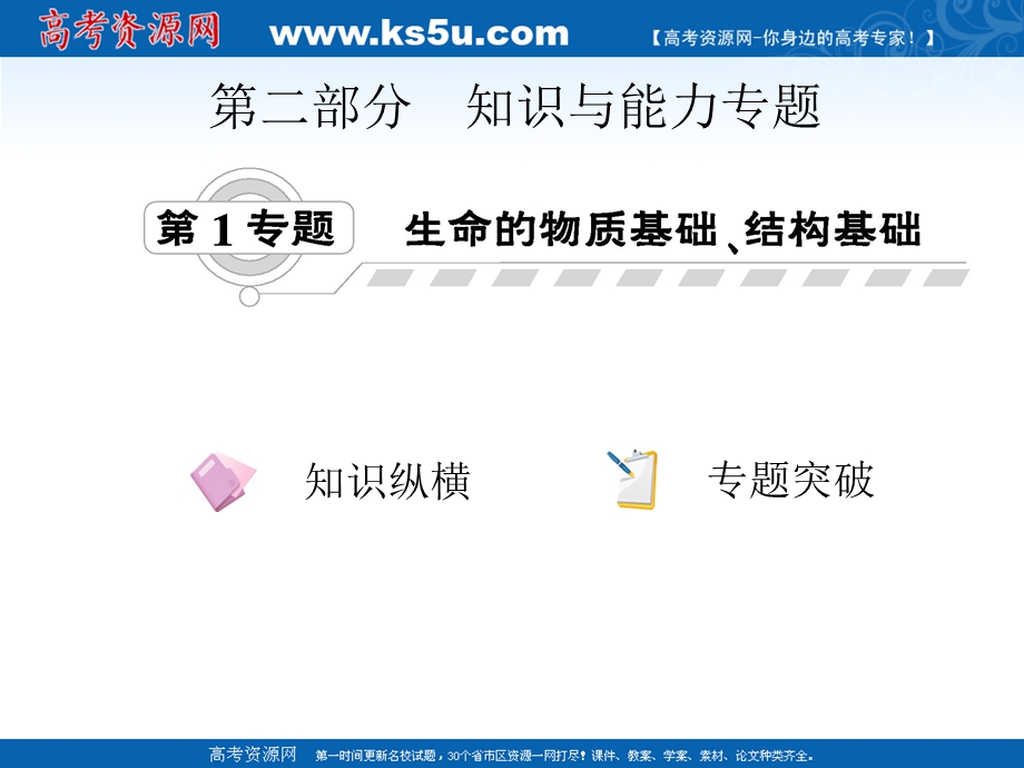 2012届高三生物二轮复习课件 第1专题 生命的物质基础、结构基础.ppt_第1页