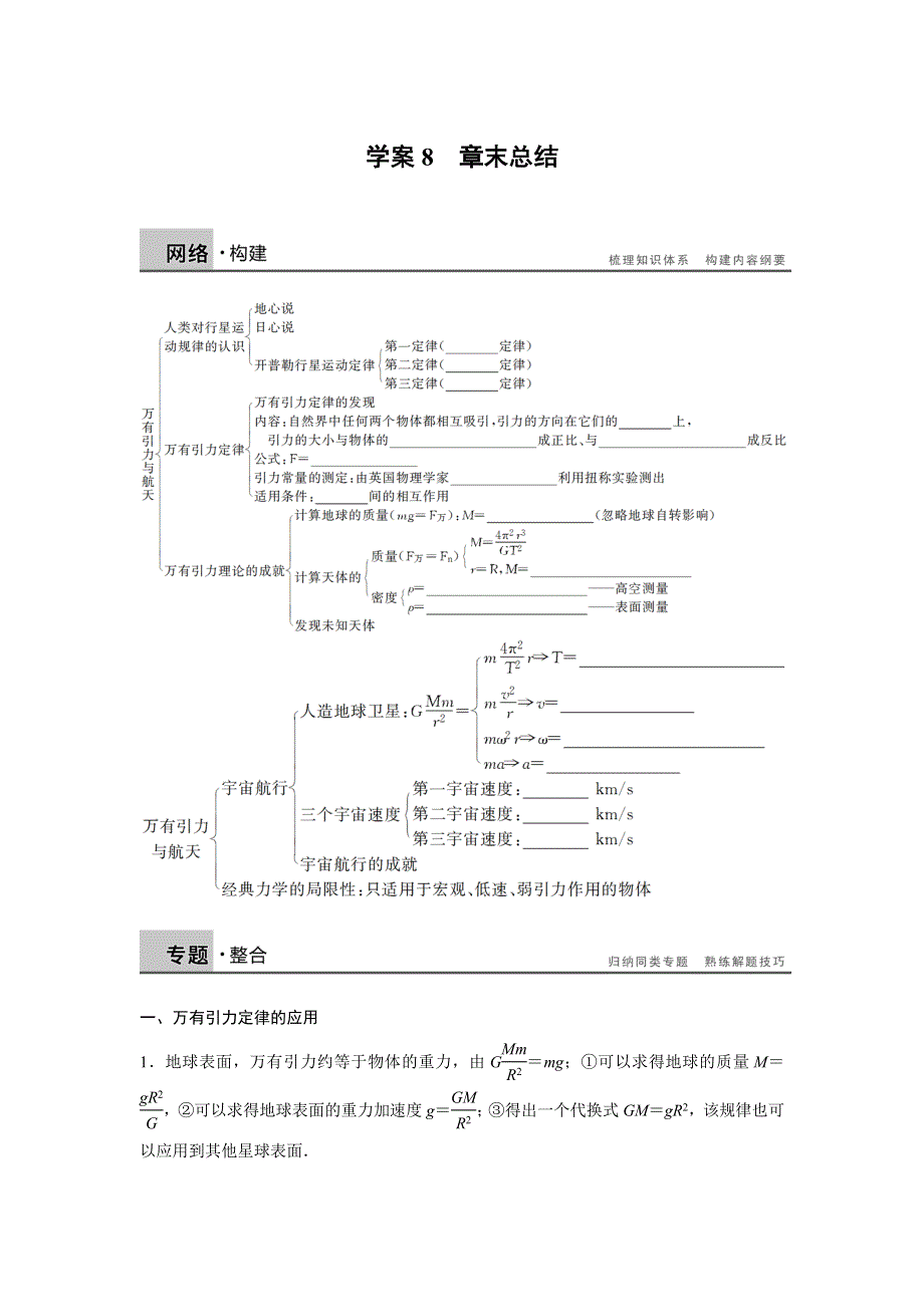 2015-2016学年高一物理人教版必修2学案：第六章 万有引力与航天 WORD版含解析.docx_第1页