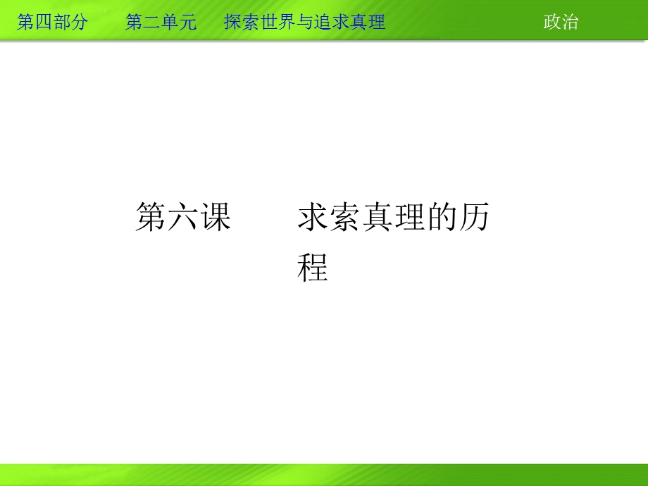 2013届高三政治一轮复习课件：第六课 求索真理的历程（新人教必修4）.ppt_第1页