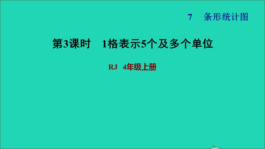 2021四年级数学上册 7 条形统计图第3课时 条形统计图的认识 1格表示5个及多个单位习题课件 新人教版.ppt_第1页