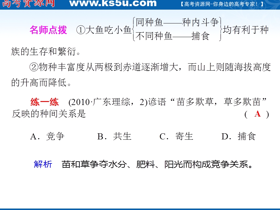 2012届高三生物步步高一轮复习课件（人教版）：第9单元 第34课时群落的结构和演替.ppt_第3页