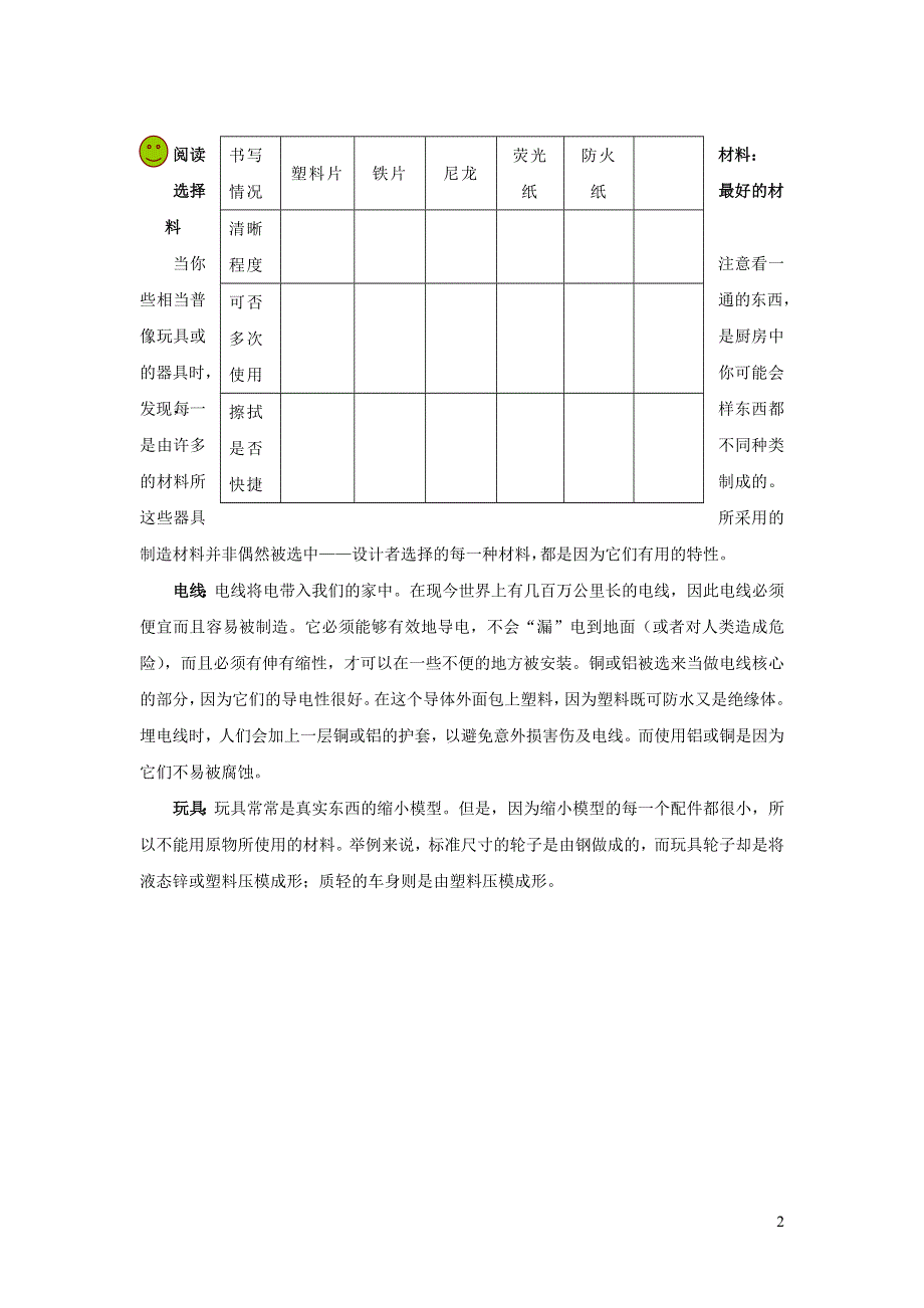 五年级科学下册 第四单元 地球的运动 5 材料的选择探究活动素材 教科版.doc_第2页