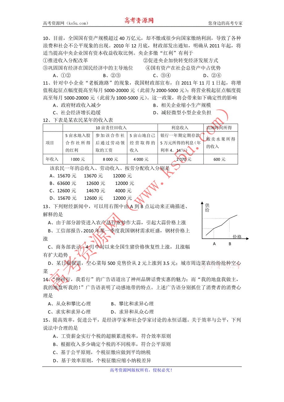 上海市华师大一附中等八校2012届高三2月联合调研考试卷（政治）.doc_第2页