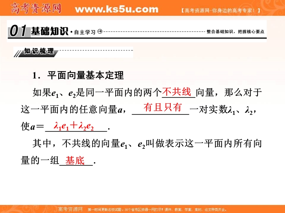 2018届高考（新课标）数学（文）大一轮复习课件：第五章 平面向量 5-2 .ppt_第2页