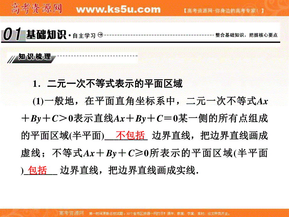 2018届高考（新课标）数学（文）大一轮复习课件：第七章 不等式 7-3 .ppt_第2页