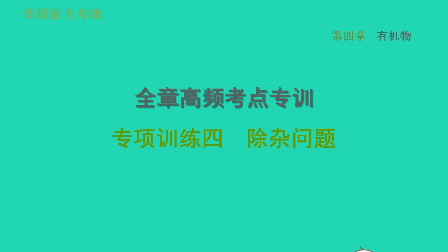 2022九年级科学上册 第4章 有机物全章高频考点专训 专项训练四 除杂问题习题课件（新版）华东师大版.ppt_第1页