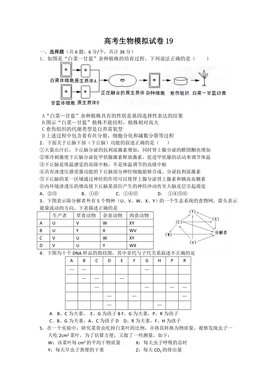 [原创]2011高考生物模拟试卷19.doc_第1页