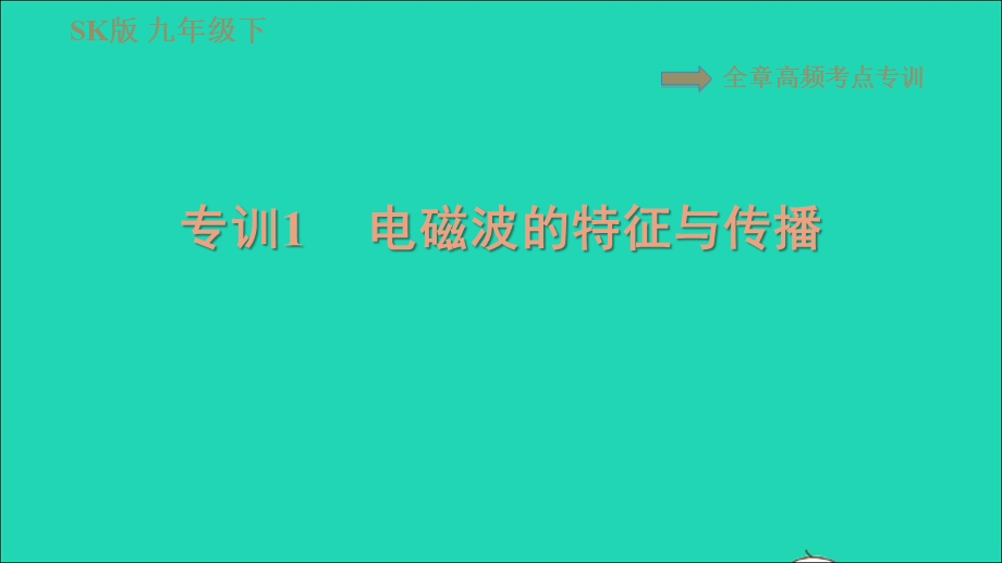 2021九年级物理全册 第十七章 电磁波与现代通信 高频考点专训 专训1 电磁波的特征与传播习题课件 （新版）苏科版.ppt_第1页