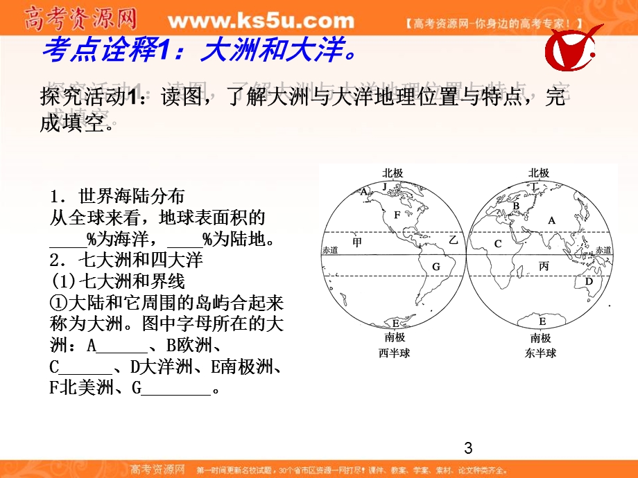 2017届高三地理一轮复习课件：世界地理（第1课时） .ppt_第3页
