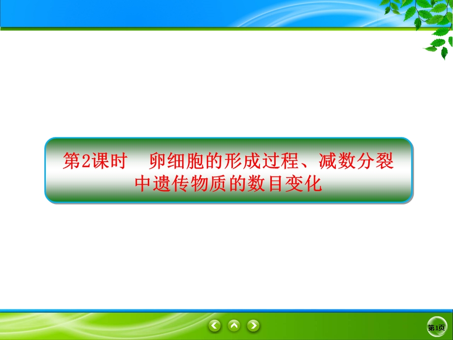 2019-2020学年人教版生物必修二同步课件：2-1-2　卵细胞的形成过程、减数分裂中遗传物质的数目变化 .ppt_第1页