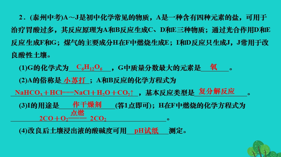 2022九年级化学下册 第十二单元 化学与生活专题训练(四) 物质的推断作业课件 （新版）新人教版.ppt_第3页