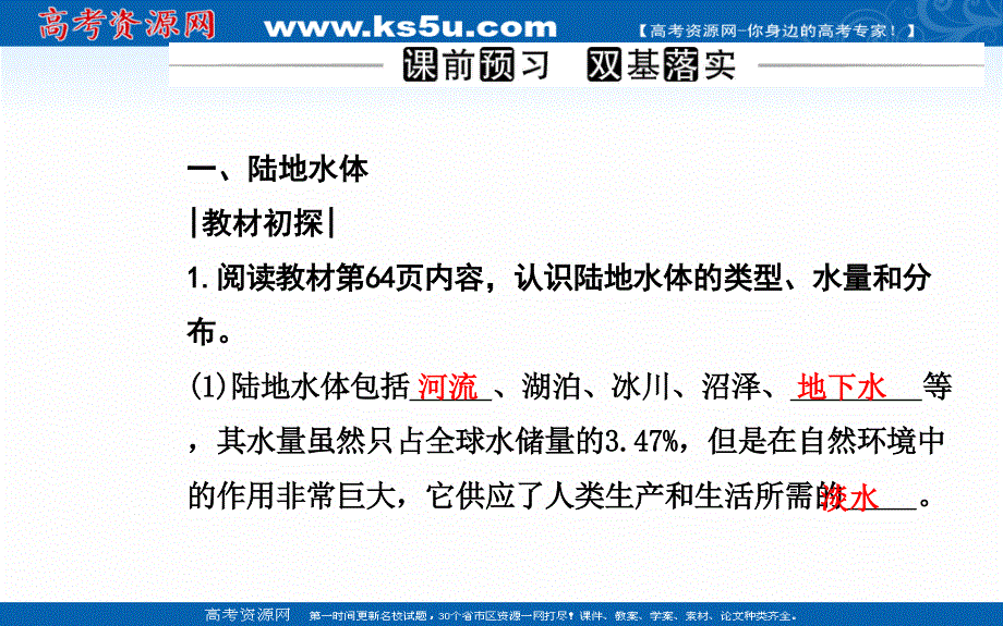 2021-2022学年新教材人教版地理选择性必修1课件：第四章第一节 陆地水体及其相互关系 .ppt_第3页