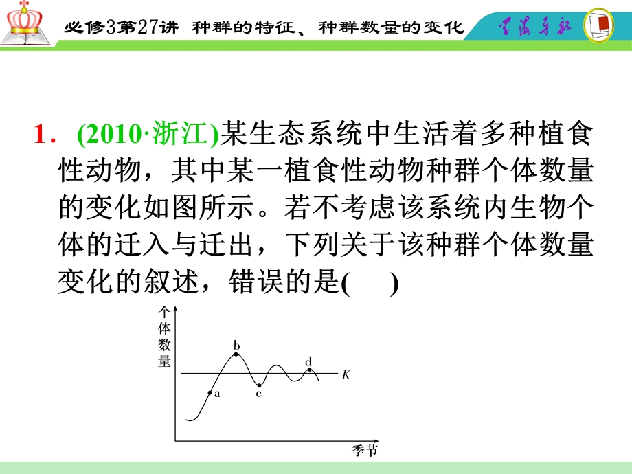 2012届高三一轮复习生物课件（人教山西用）必修3第27讲_种群的特征、种群数量的变化.ppt_第3页