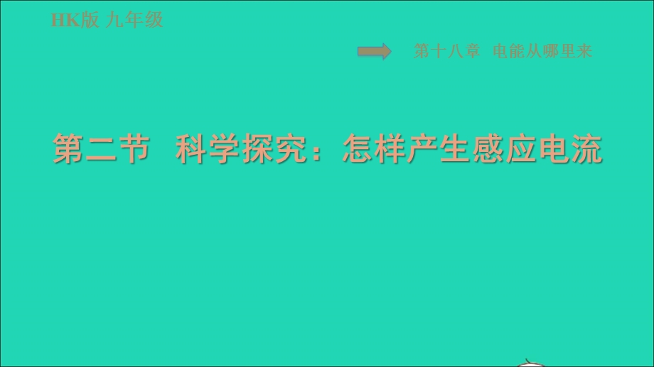 2021九年级物理全册 第十八章 电能从哪里来 18.2科学探究：怎样产生感应电流习题课件（新版）沪科版.ppt_第1页