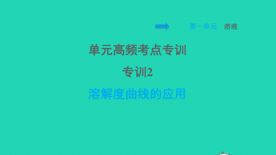 2022九年级化学全册 第一单元 溶液单元高频考点专训 专训2 溶解度曲线的应用习题课件 鲁教版五四制.ppt_第1页