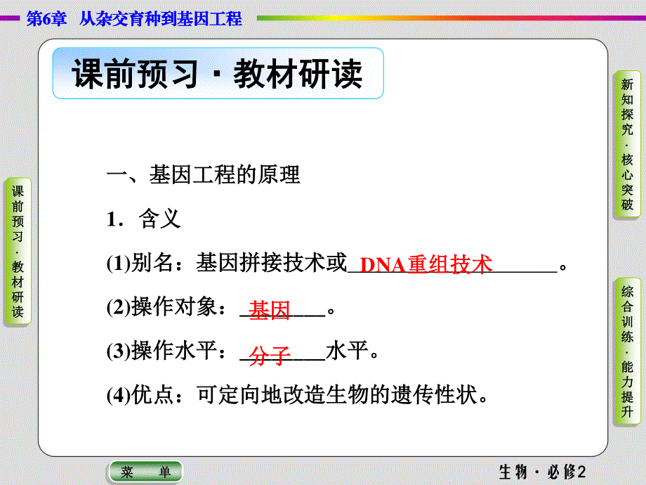 2019-2020学年人教版生物必修二抢分教程课件：第6章 第2节　基因工程及其应用 .ppt_第3页