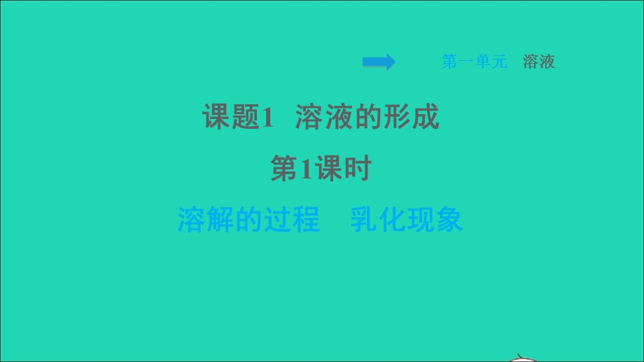 2022九年级化学全册 第一单元 溶液 课题1 溶液的形成第1课时 溶解的过程 乳化现象习题课件 鲁教版五四制.ppt_第1页