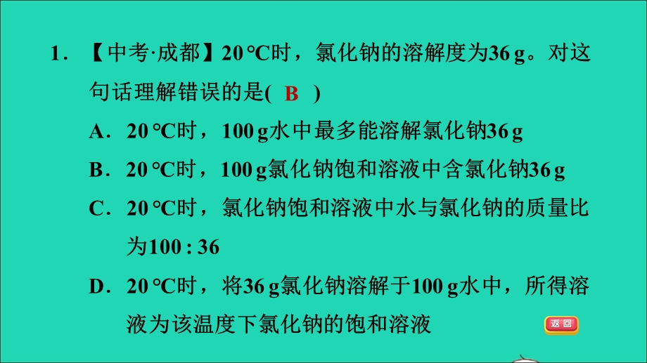 2022九年级化学全册 第一单元 溶液 课题3 物质的溶解性习题课件 鲁教版五四制.ppt_第3页