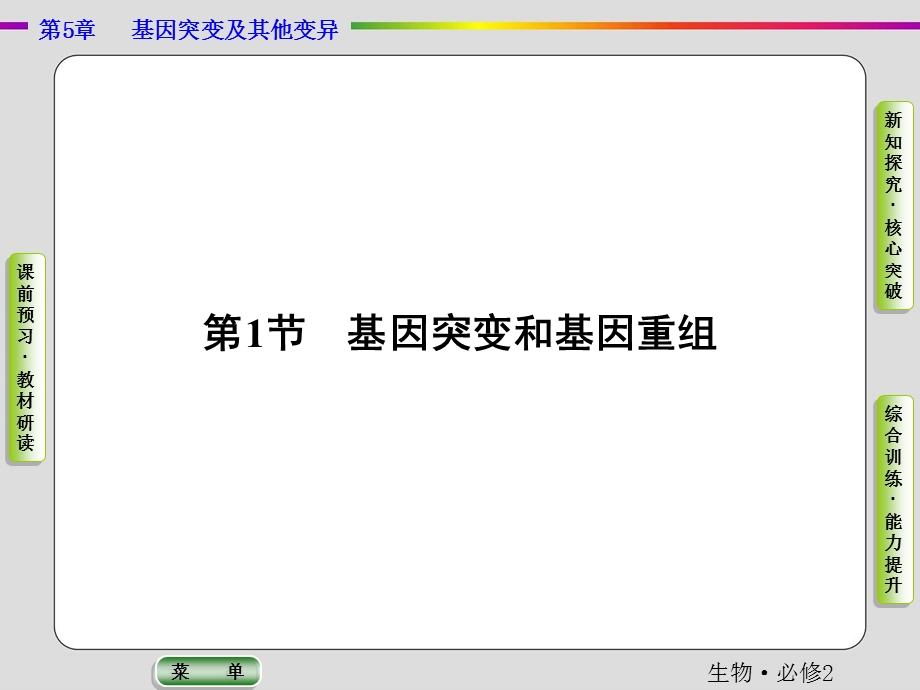 2019-2020学年人教版生物必修二抢分教程课件：第5章 第1节　基因突变和基因重组 .ppt_第2页