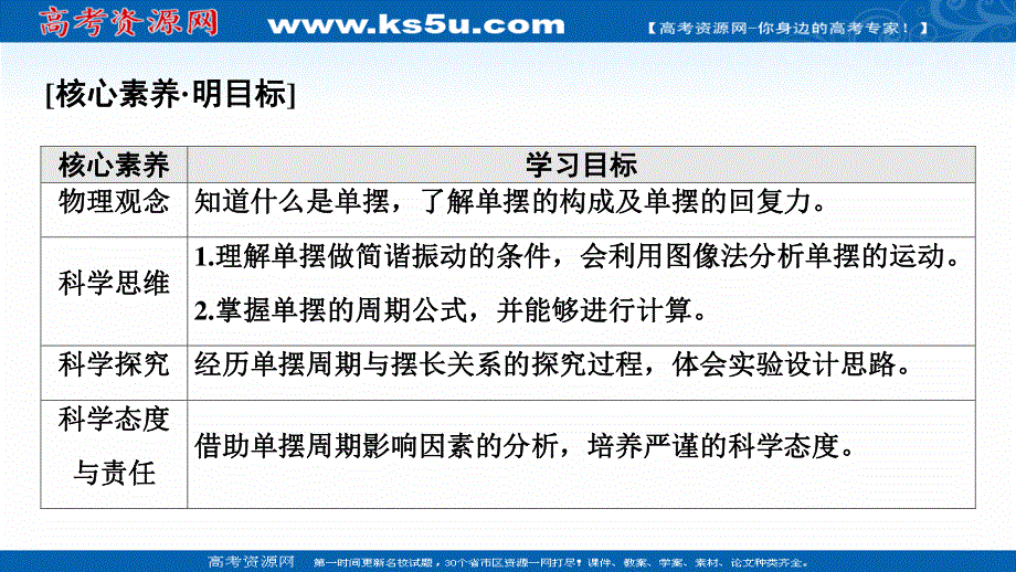 2021-2022学年新教材人教版物理选择性必修第一册课件：第2章 4．单摆 .ppt_第2页