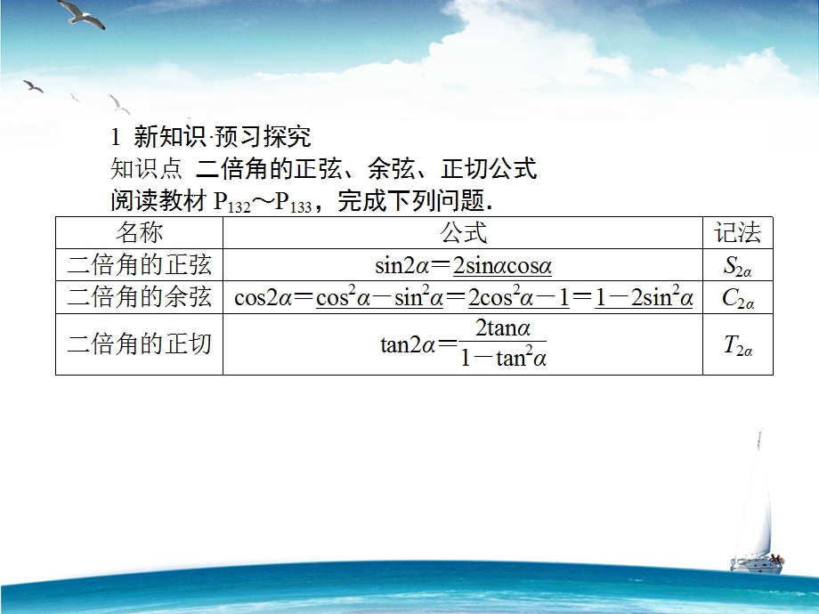 2015-2016学年高一人教A版数学必修4课件：第25课时 二倍角的正弦、余弦和正切公式 .ppt_第3页