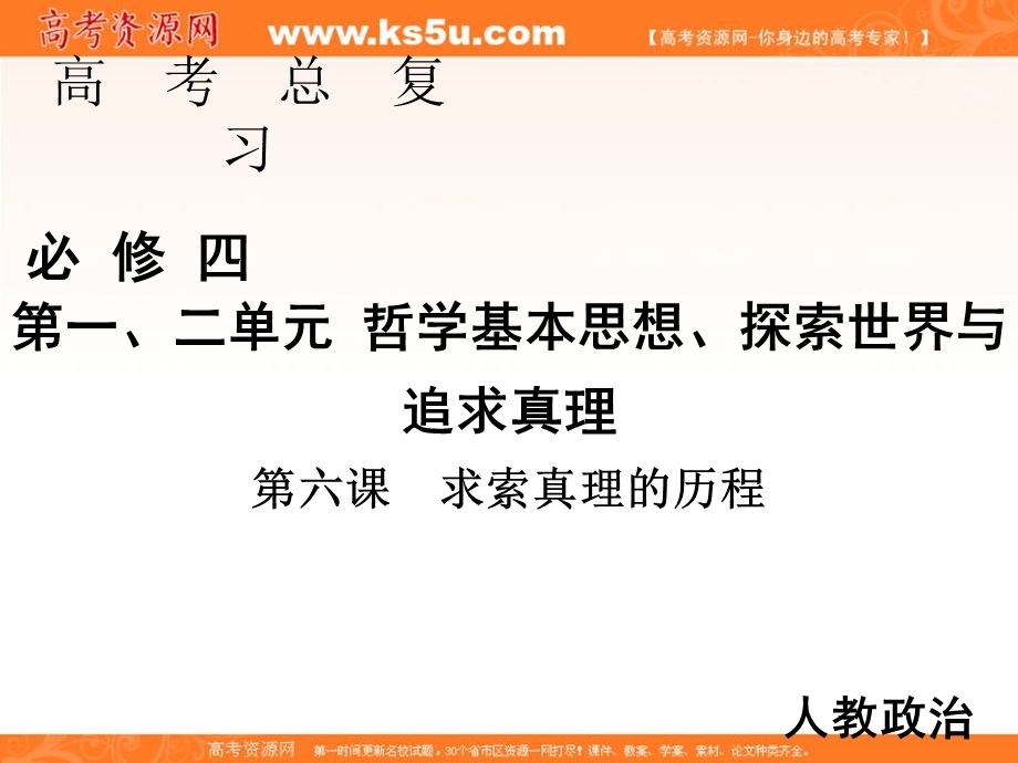 2020届高三人教版政治通用总复习课件：4-6求索真理的历程 .ppt_第1页