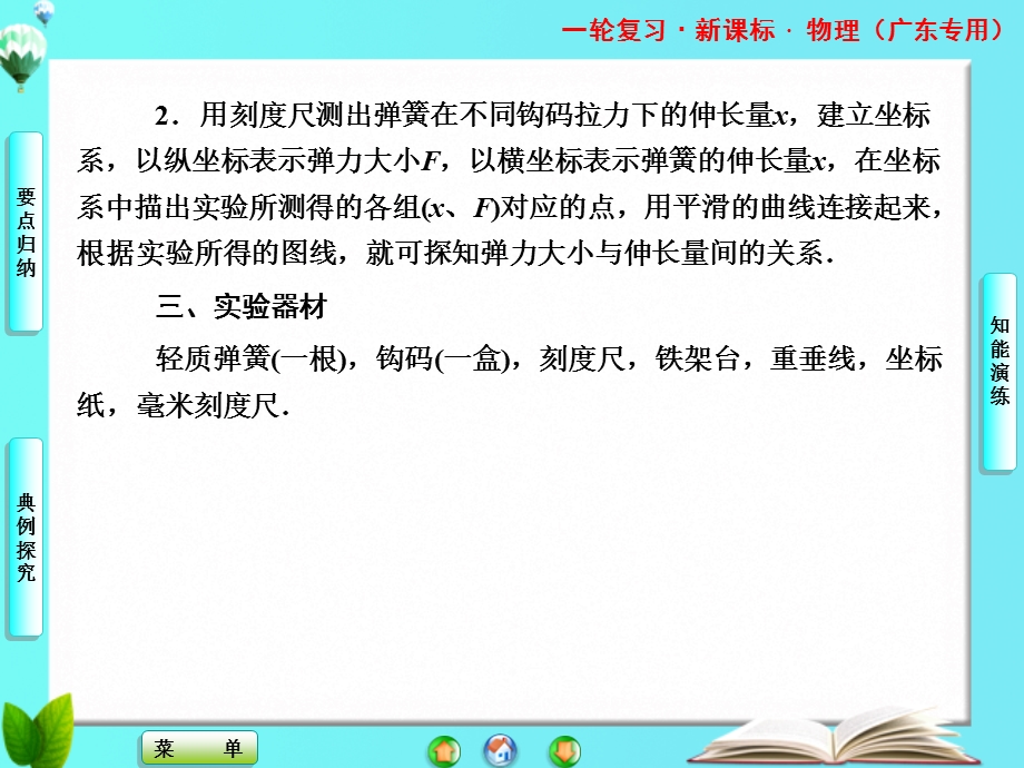 2013届课堂新坐标物理一轮复习课件：实验二 探究弹力和弹簧伸长量的关系.ppt_第3页