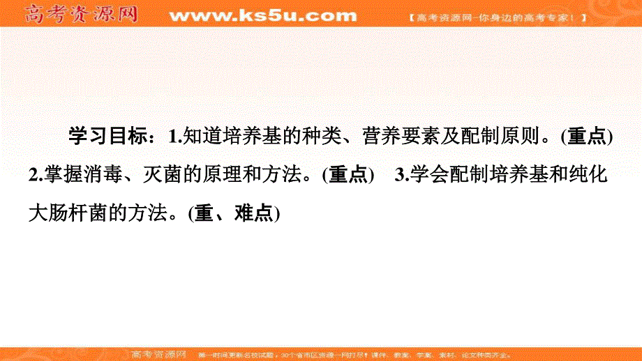 2019-2020学年人教版生物选修一课件：专题2 课题1　微生物的实验室培养 .ppt_第2页