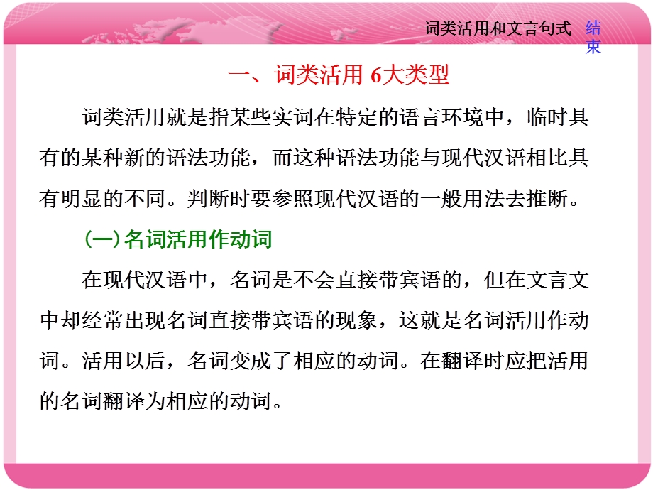 2018届高三语文高考总复习课件：专题七 文言文阅读 打牢文言基础（三）　词类活用和文言句式 .ppt_第2页