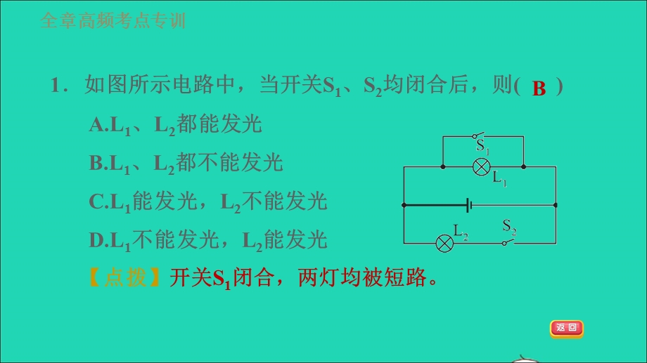 2021九年级物理全册 第十四章 了解电路 高频考点专训1 分析电路故障习题课件（新版）沪科版.ppt_第3页