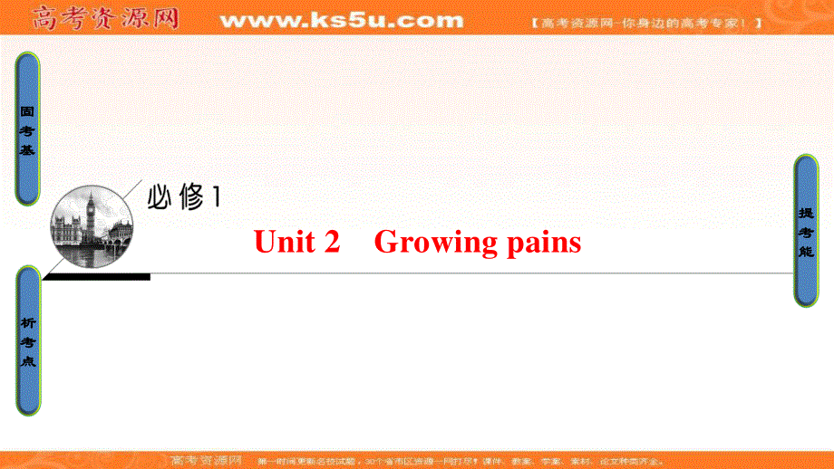 2018届高三英语译林牛津版一轮复习课件：第1部分 必修1 UNIT 2　GROWING PAINS .ppt_第1页