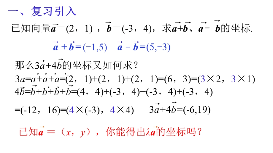 6-3-3平面向量的数乘运算的坐标表示课件-2021-2022学年高一下学期数学人教A版（2019）必修第二册第六章 PDF版含解析.pptx_第3页