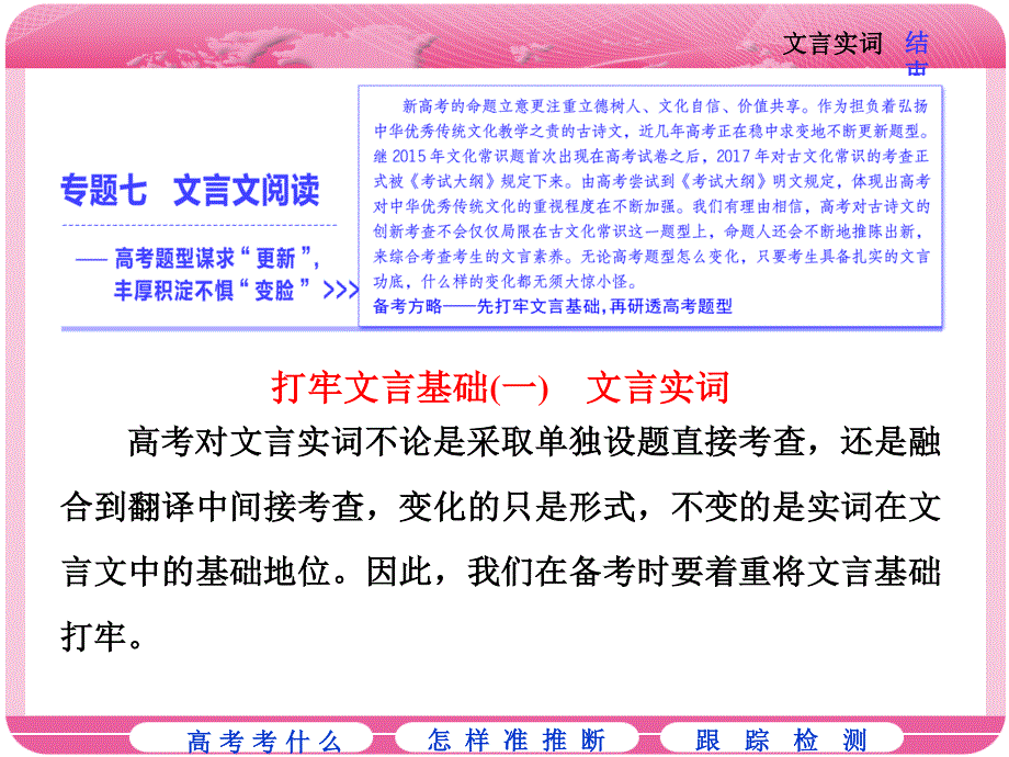 2018届高三语文高考总复习课件：专题七 文言文阅读 打牢文言基础（一）　文言实词 .ppt_第1页