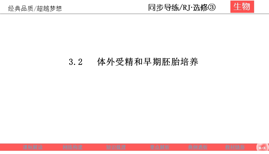 2019-2020学年人教版生物选修三同步导练课件：3-2　体外受精和早期胚胎培养 .ppt_第3页